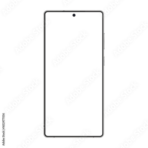 Realistic modern frameless smartphone mockup white screen. Mock-up phone for visual advertisment ui app demonstration vector illustration