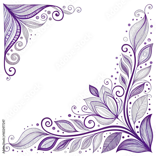Hand-drawn purple abstract border edging, decorative frame design, creative artistic border art, purple abstract edging illustration, transparent background image