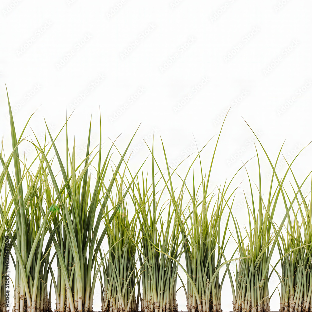 Fototapeta premium Fresh Blades of Green: A close-up captures the vibrant detail of individual blades of grass standing tall, a refreshing natural vista of serenity and growth.