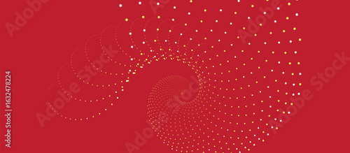 ed abstract background with swirling, radiating pattern of small squares and rectangles in white, light yellow, and pale gold, creating depth, movement, and geometric visual interest