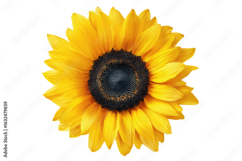 Fototapeta premium Close-up of a bright yellow sunflower with a dark brown center