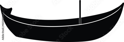 black silhouette a canoe on white background.eps