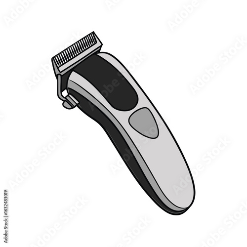 Gray black electric hair clipper with silver blades grooming tool