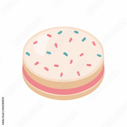 Round Pink Filled Cookie with Sprinkles