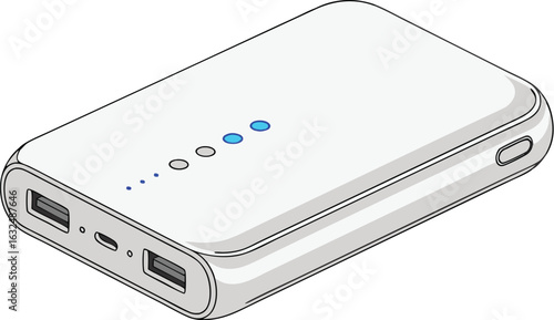 Sleek White Power Bank for Mobile Device Charging Vector Illustration