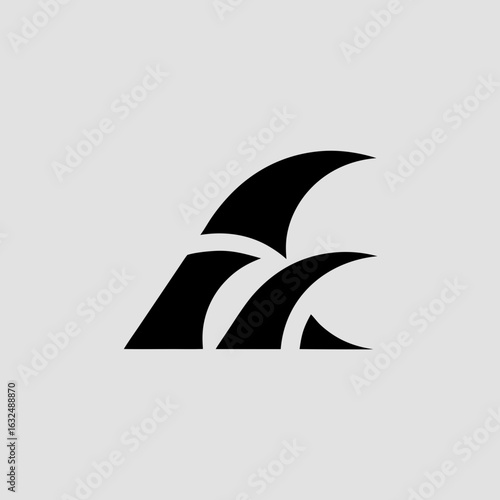 “Swimming Waves Geometric Icon – Water Sports, Ocean, Minimal Vector Design, Editable Stroke”