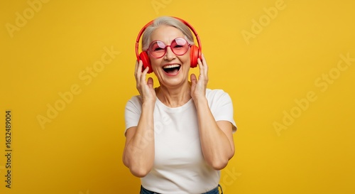 밝은 배경의 행복한 노년 여성의 초상화