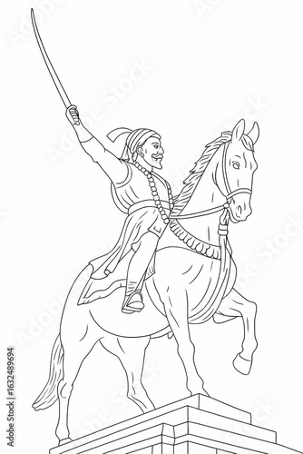 Black Line Illustration of Chatrapati Shivaji maharaj