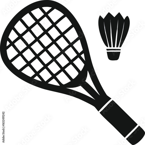 badminton racket and ball