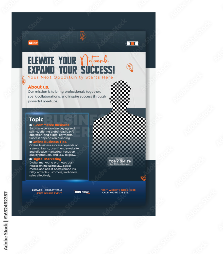 Naklejka premium Vector art of power networking flyer template for business event and corporate promotion