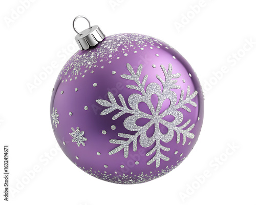 purple christmas balls isolated on white background
