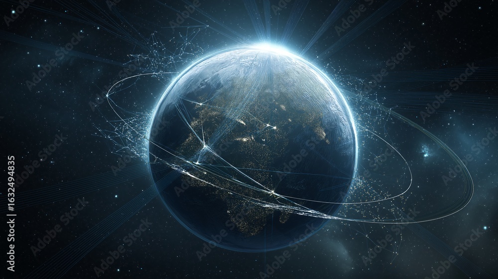 Obraz premium A captivating image of the Earth with a network connection