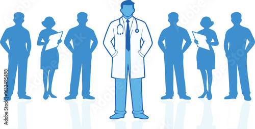 Doctor with medical team healthcare professionals