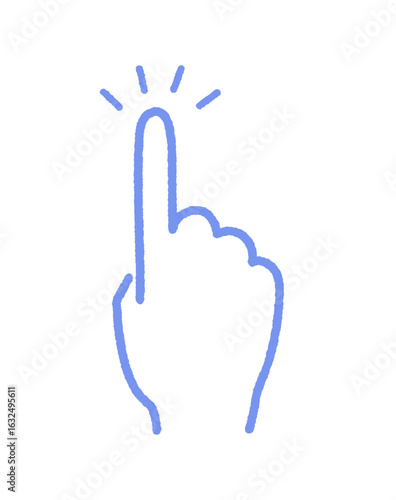 シンプルな手描きのキラキラ光っている人差し指 - 指さし･タッチやタップ･ポチるジェスチャーの素材