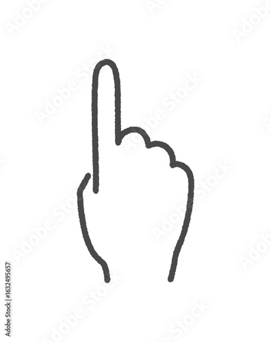 人差し指を立てるジェスチャー -  シンプルな手描きの指さし･タッチ･上方向のイメージイラスト