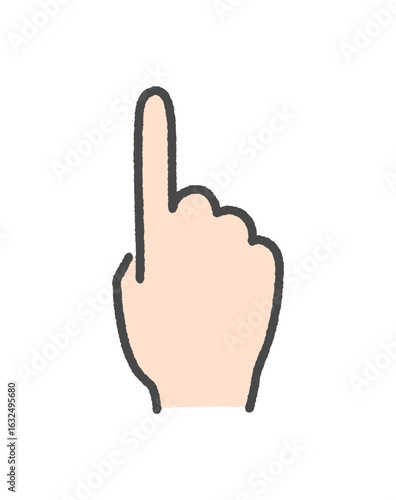 人差し指を立てた人の手 -  シンプルな手書きの指さし･タッチやポイント･上方向のイメージイラスト