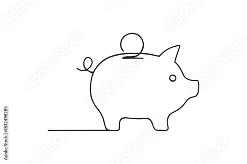 Piggy Bank continuous one line drawing minimalism design