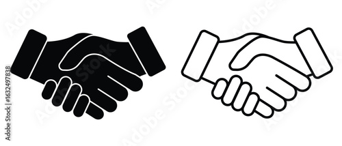Handshake icon vector, handshake vector illustration. Business handshake thin line vector icon. Shake hand silhouette, relationship, friends hand. Business, handshake teamwork vector illustration.