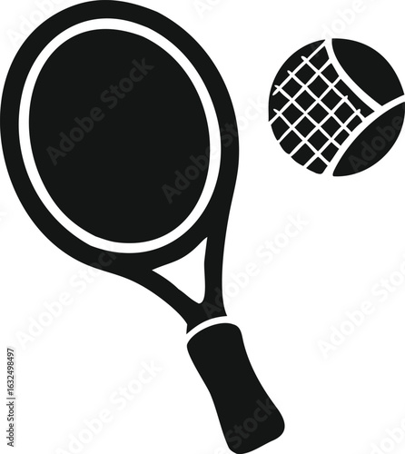 Sports game equipment like tennis, ping pong, and badminton rackets with balls are used for competitive recreation