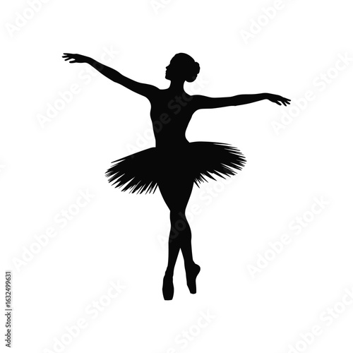 Silhouette of a ballerina in a graceful pose with arms outstretched