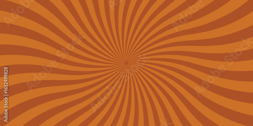 Retro burst design emanating from a central point vintage swirl of textured brown lines evoking a vintage poster illustration.