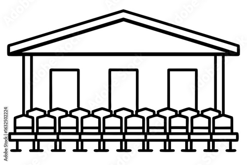  Covered Seating Area with Chairs Coloring Page - Printable Outdoor Shelter