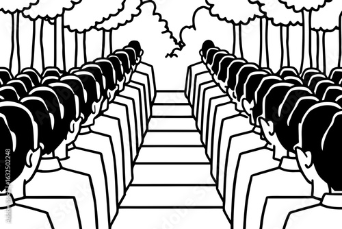  Ten-Seater Auditorium Seating with People Coloring Page - Printable Public Gathering