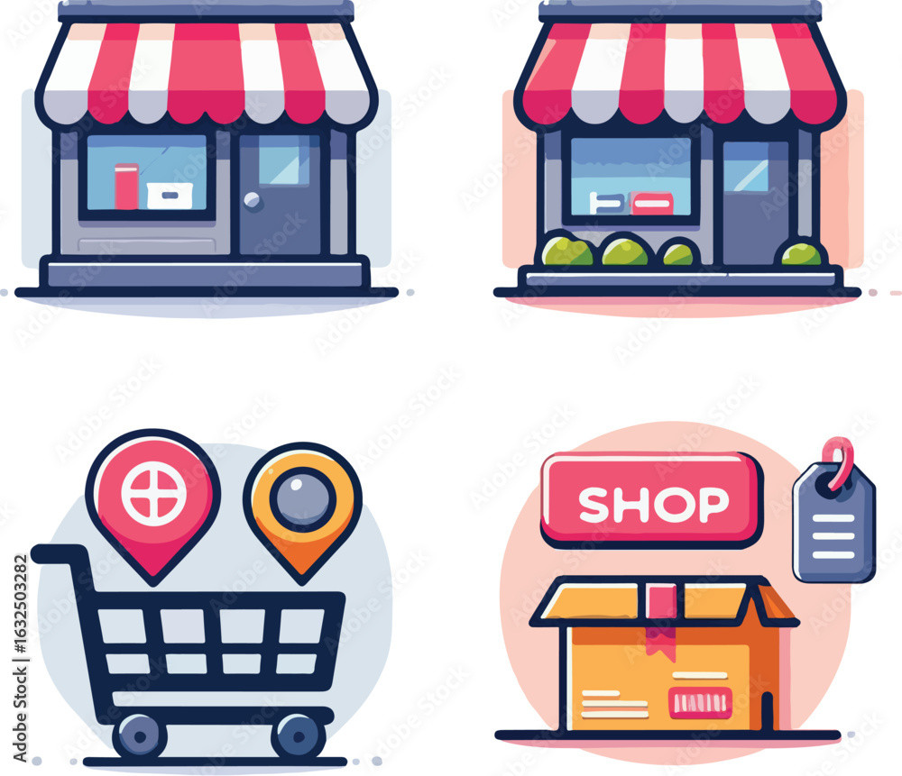Obraz premium E-commerce and Shopping Set - Vector Illustration