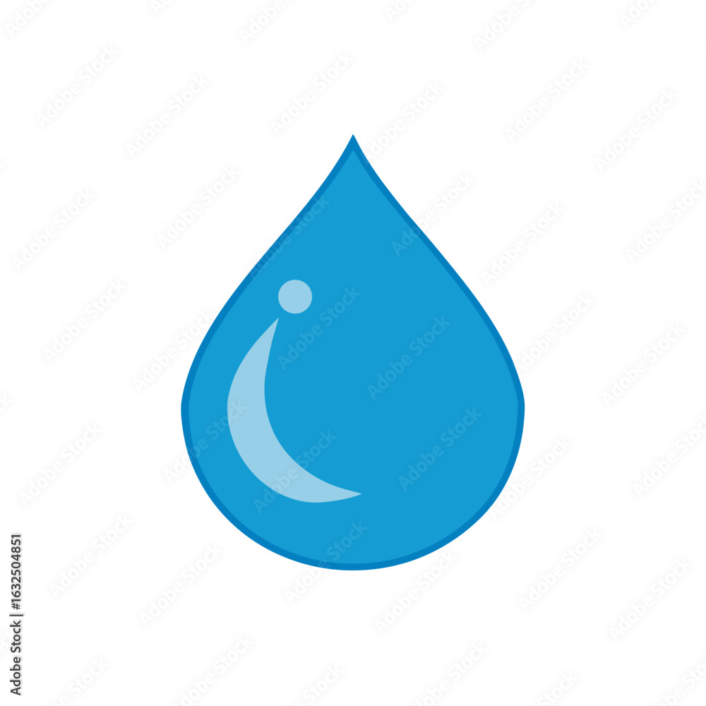 Illustration of a single blue water droplet shape Illustration of a single blue water droplet shape