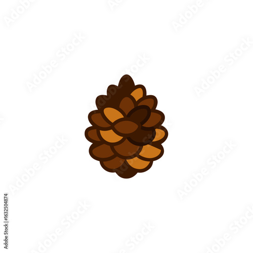 Illustration of a brown and tan cartoon pine cone