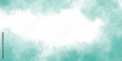 Abstract blue watercolor sky with soft white clouds, a bright and beautiful day