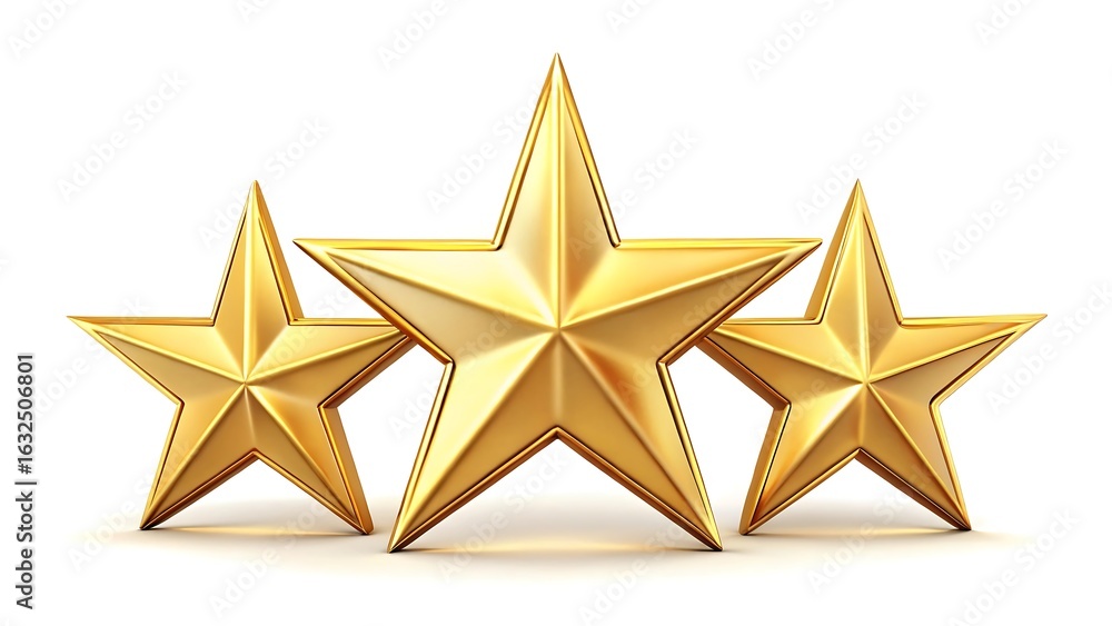 Fototapeta premium white and Three golden stars isolated on white background