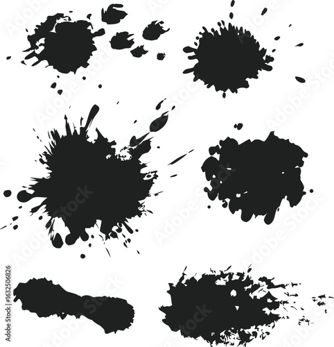 ink splatter set paint brush stroke kit vector art 