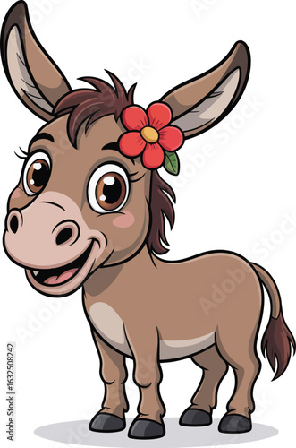 Cute cartoon a illustrator vector donkey