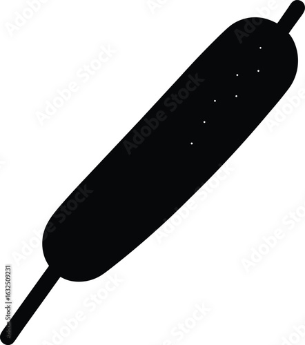 black silhouette a corndog on white background.eps