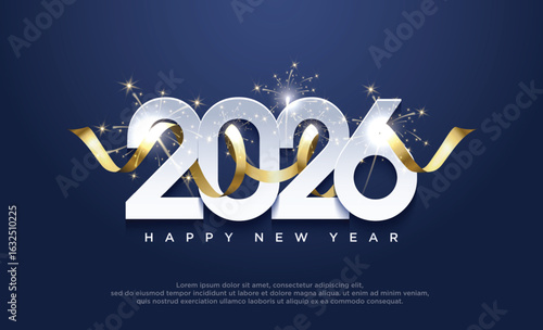 Happy New Year 2026 background banner. Premium vector design for Happy New Year 2026 greetings and celebrations.
