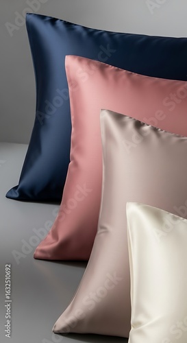 Silk pillowcases in various colors.