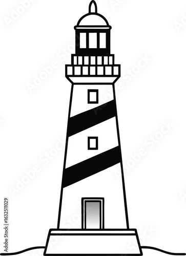lighthouse silhouette on white background