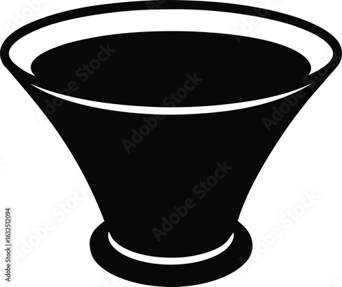 black silhouette a dipping sauce cup on white back.eps