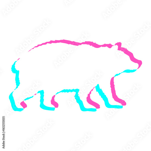 Bear Grizzly Brown Silhouette Wildeness Colorful Design