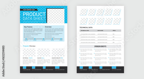 Technical Data Sheet layout template. Product Catalogue & modern a4 product catalog design template, Minimalist product brochure template design, A4 flyer, corporate flyer, business flyer, catalog