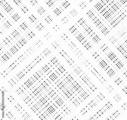 Grunge halftone gradient texture. Faded grit noise background. Sandy gritty wallpaper. Retro pixelated backdrop. Black and white anime or manga comic overlay. Vector graphic design textured halftone