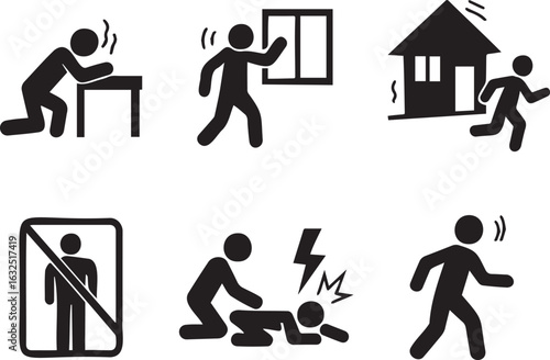 Earthquake Safety Awareness Silhouette – Emergency Preparedness and Alert