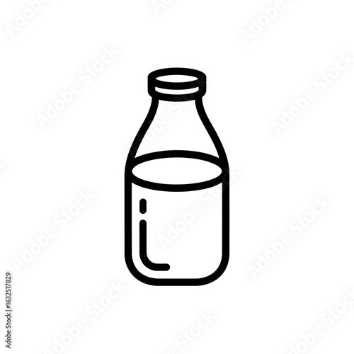 Simple Bottle Illustration with Clean Lines Suitable for Icons or Graphics Regarding Beverages or Dairy Products White Background