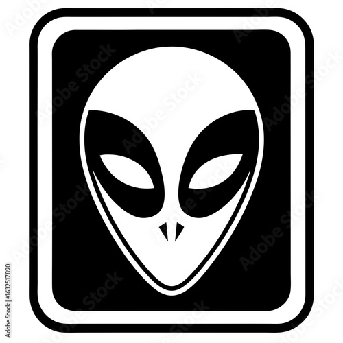 Simple alien face logo vector silhouette dans un carre