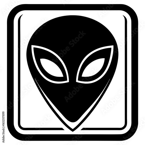 Simple alien face logo vector silhouette dans un carre