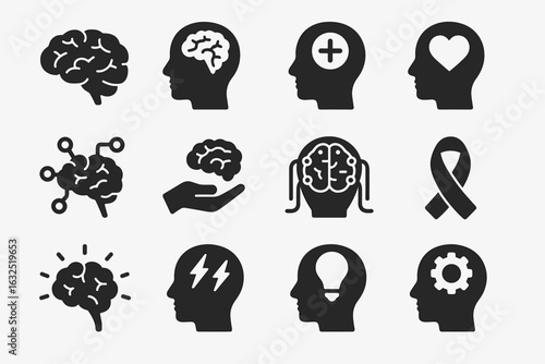 Neuroscience Icons Collection – Brain Research, Neural Networks, and Cognitive Science Vector Set
