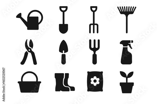 Gardening Tools Icons Set – Farming, Plant Care, and Garden Equipment_simple_compose