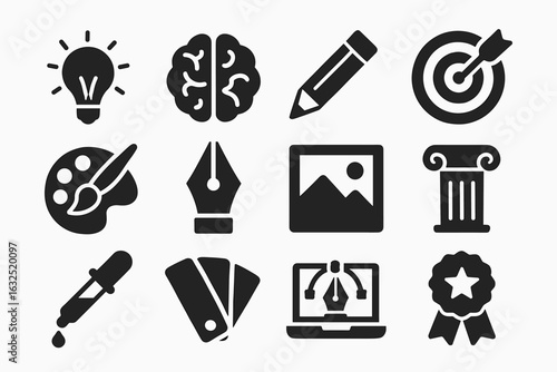 Creative Design Icons Set – Solid Art, Drawing, and Graphic Tools_simple_compose