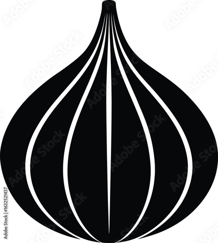 black silhouette a garlic bulb on white background.eps